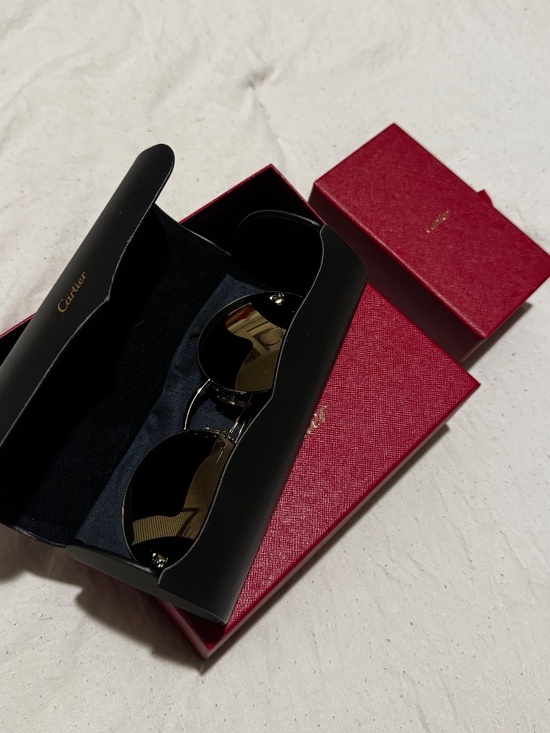 Vintage Cartier Gold Panthère Sunglasses 58X21X140 WW + Cartier Cleaning Kit main image 9